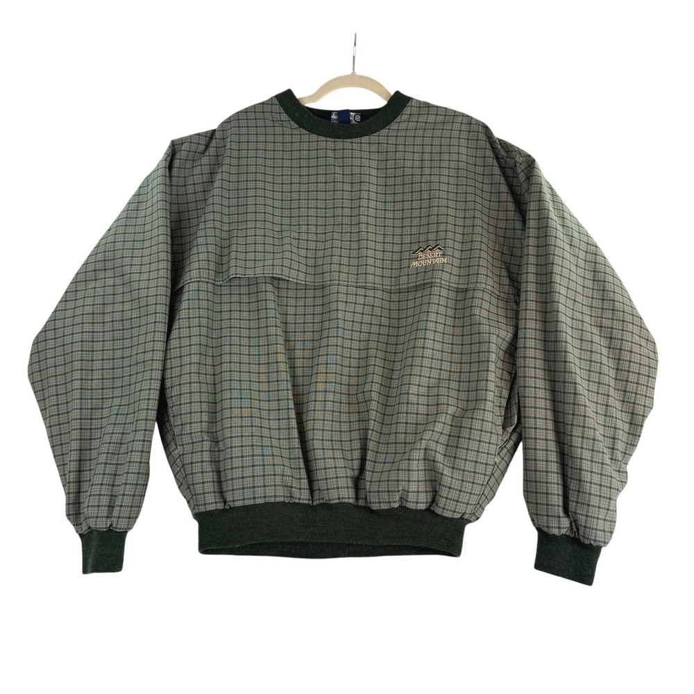 Sunderland of Scotland Golf Pullover Mens XL Green Plaid Weatherbeater Windshirt